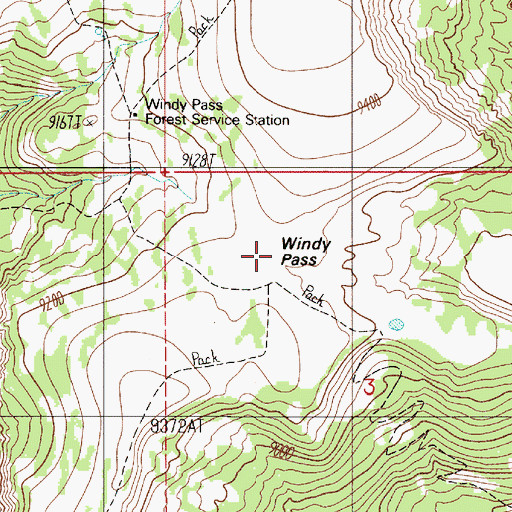 Topographic Map of Windy Pass, MT
