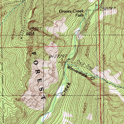 Topographic Map of Winniemuck Creek, MT
