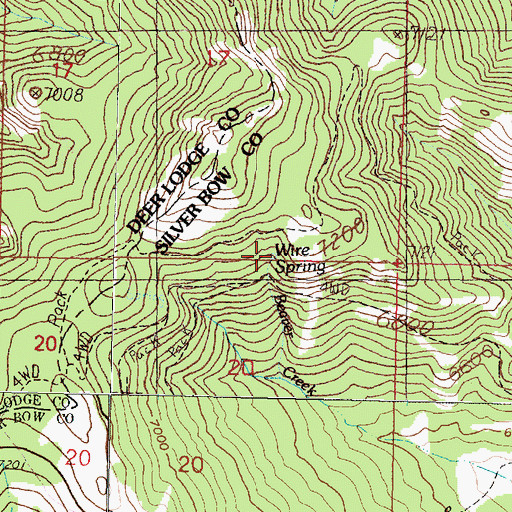 Topographic Map of Wire Spring, MT