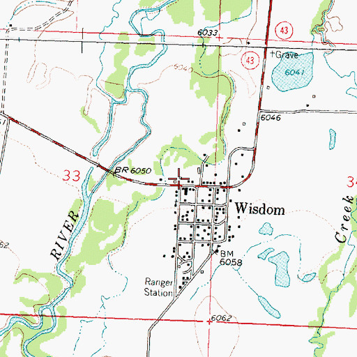 Topographic Map of Wisdom, MT