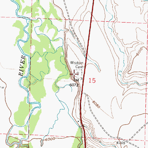 Topographic Map of Wisdom Cemetery, MT