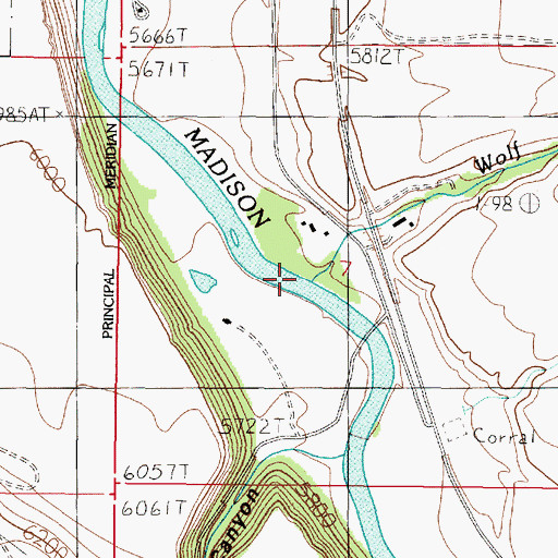 Topographic Map of Wolf Creek, MT