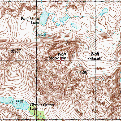 Topographic Map of Wolf Mountain, MT