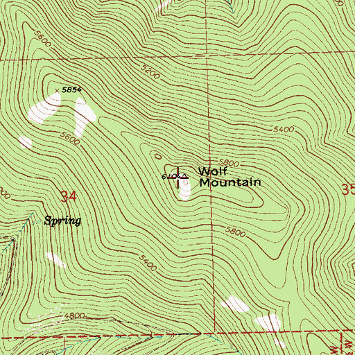Topographic Map of Wolf Mountain, MT