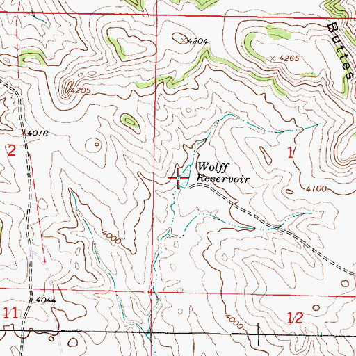 Topographic Map of Wolff Reservoir, MT