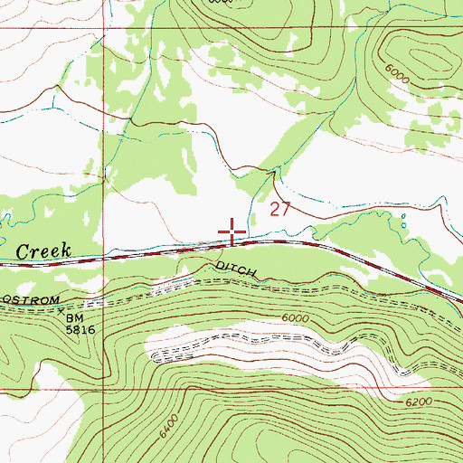 Topographic Map of Wolsey Creek, MT
