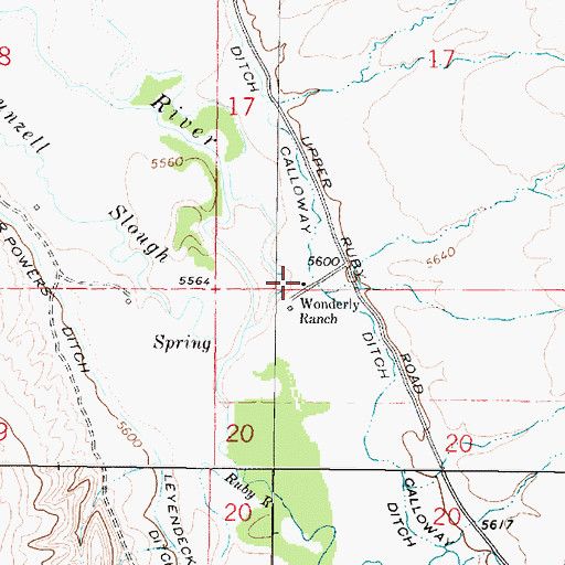 Topographic Map of Wonderly Ranch, MT