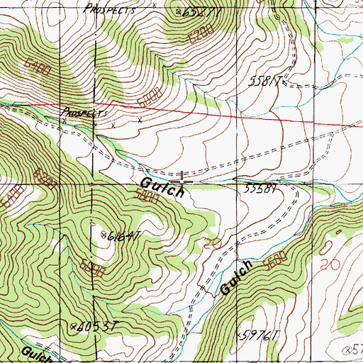 Topographic Map of Wood Chute Gulch, MT