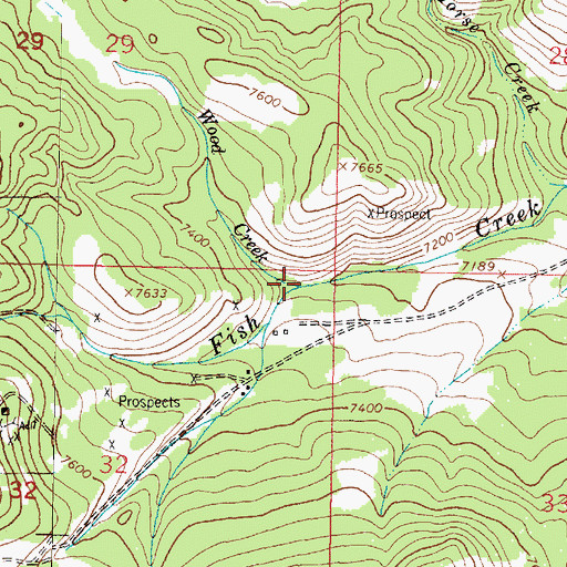 Topographic Map of Wood Creek, MT
