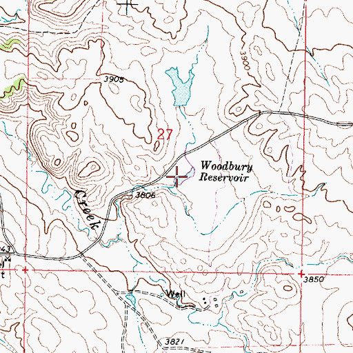 Topographic Map of Woodbury Reservoir, MT