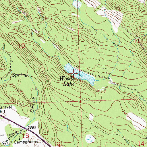 Topographic Map of Woods Lake, MT