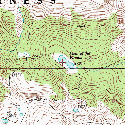Topographic Map of Lake of the Woods, MT