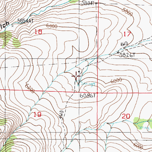 Topographic Map of Woodward Place, MT