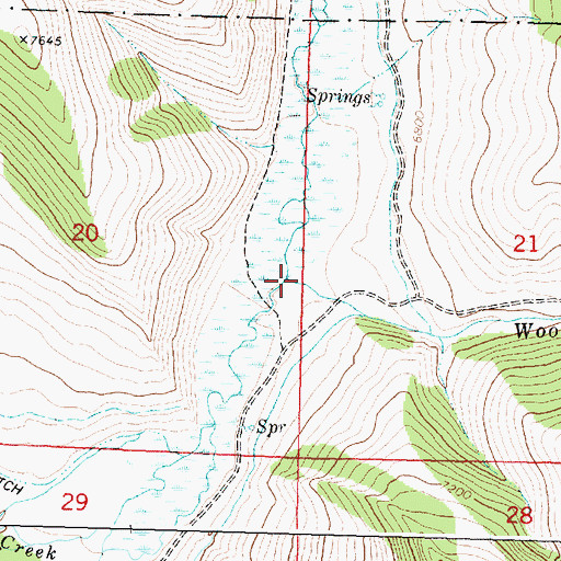 Topographic Map of Woody Creek, MT