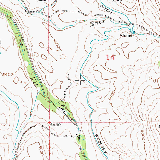 Topographic Map of Woolsey Ditch, MT