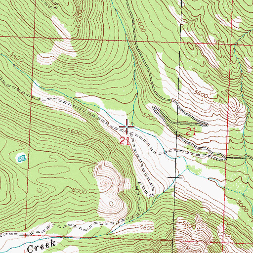 Topographic Map of Wrangle Creek, MT