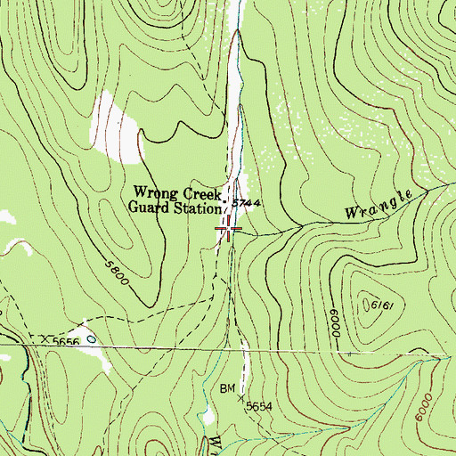 Topographic Map of Wrangle Creek, MT