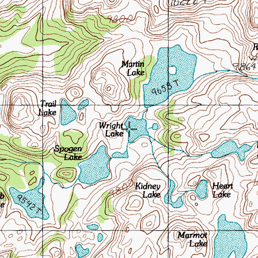 Topographic Map of Wright Lake, MT