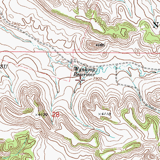 Topographic Map of Wynkoop Reservoir, MT