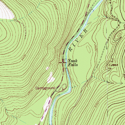 Topographic Map of Yaak Falls, MT
