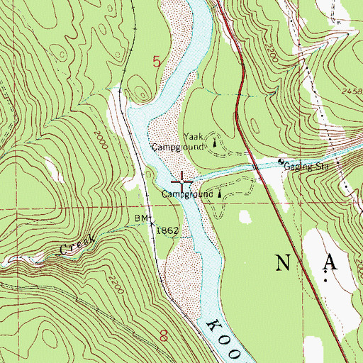 Topographic Map of Yaak River, MT
