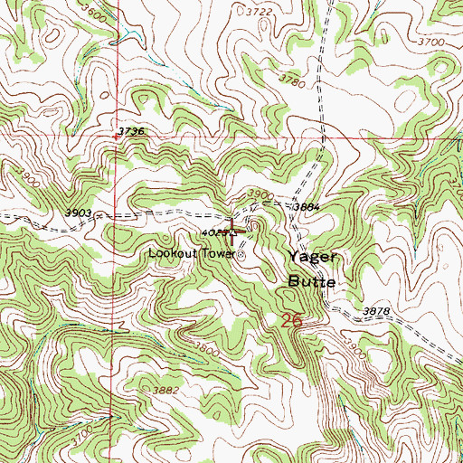 Topographic Map of Yager Butte, MT
