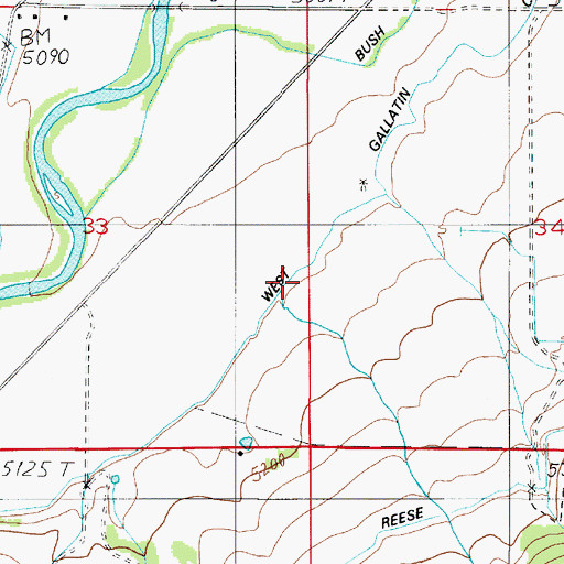Topographic Map of Yankee Creek, MT