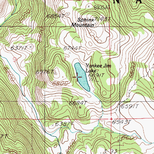 Topographic Map of Yankee Jim Lake, MT