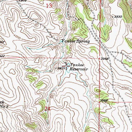 Topographic Map of Yankee Reservoir, MT