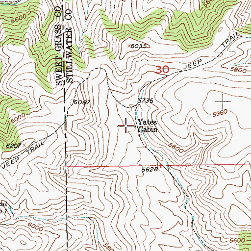Topographic Map of Yates Cabin, MT