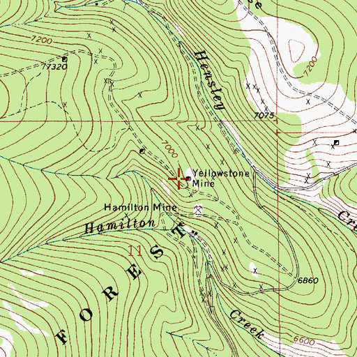 Topographic Map of Yellowstone Mine, MT