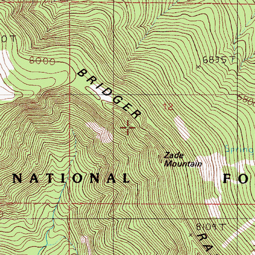Topographic Map of Zade Mountain, MT