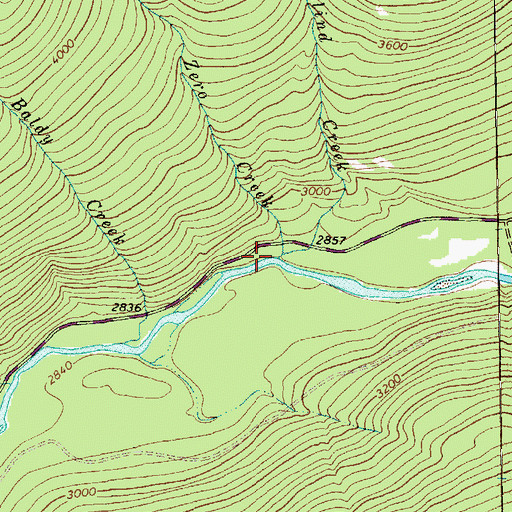 Topographic Map of Zero Creek, MT