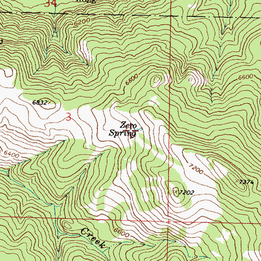 Topographic Map of Zero Spring, MT