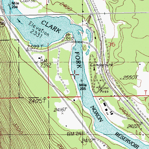 Topographic Map of Thompson Falls State Recreation Area, MT