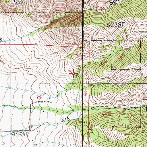Topographic Map of Watts Canyon, MT