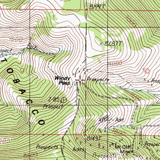 Topographic Map of Windy Pass, MT