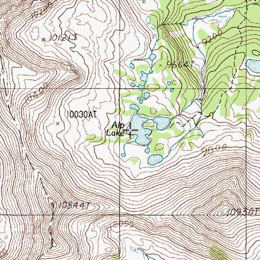 Topographic Map of Alp Lake, MT