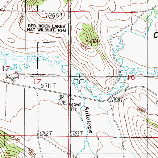 Topographic Map of Antelope Creek, MT