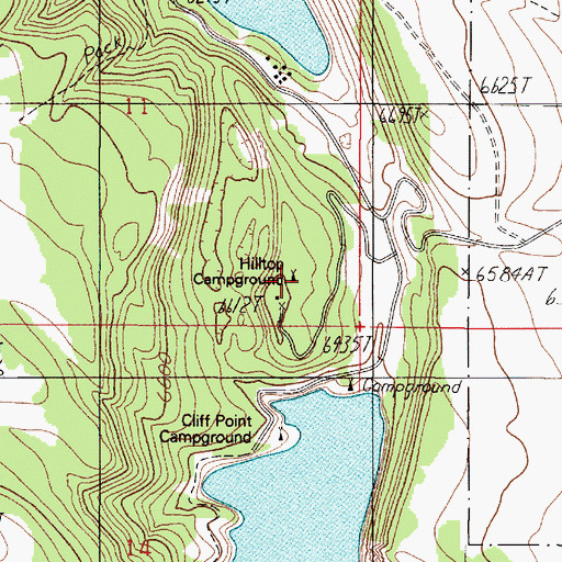 Topographic Map of Hilltop Campground, MT