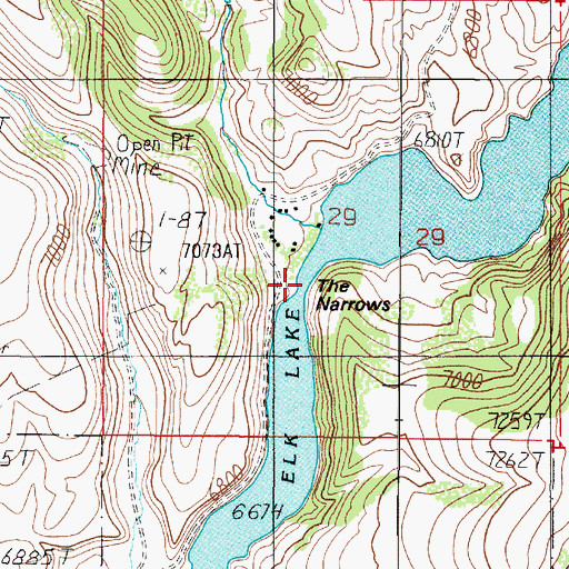 Topographic Map of The Narrows, MT