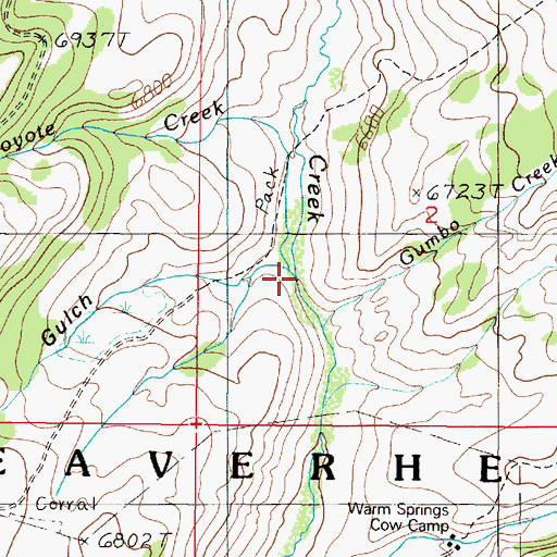 Topographic Map of Coyote Creek, MT