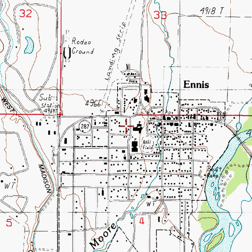 Topographic Map of Ennis School, MT