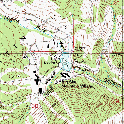 Topographic Map of Lake Levinsky, MT