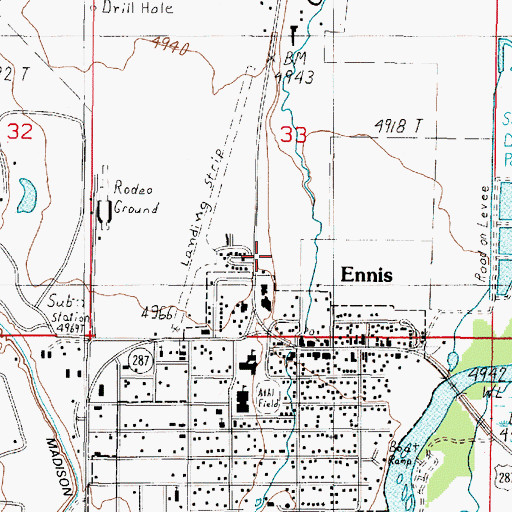 Topographic Map of Madison County Nursing Home, MT