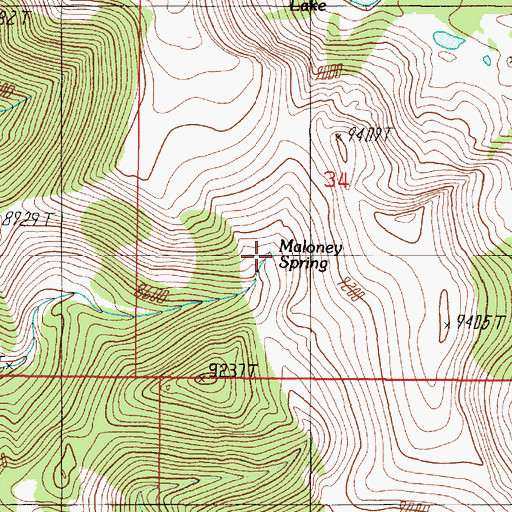 Topographic Map of Maloney Spring, MT