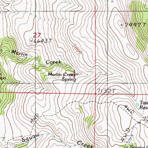 Topographic Map of Martin Creek Spring, MT