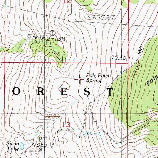 Topographic Map of Pole Patch Spring, MT