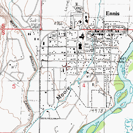 Topographic Map of Rocky Mountain Baptist Church, MT