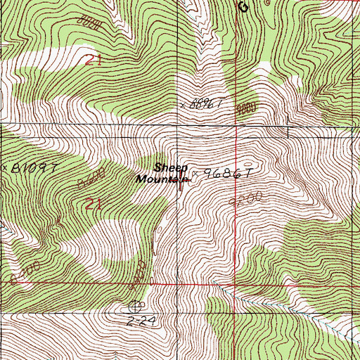 Topographic Map of Sheep Mountain, MT